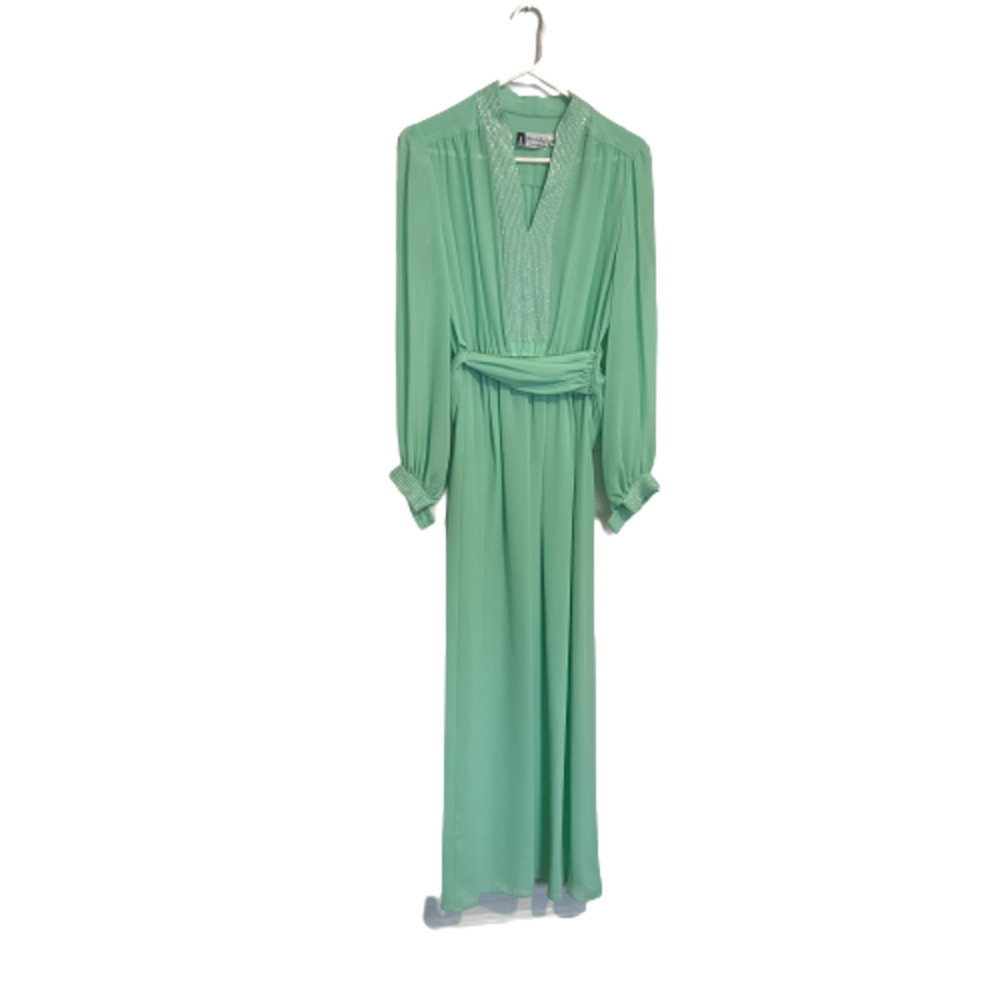VINTAGE Dan Lee Couture Sea Foam Green beaded dress  S